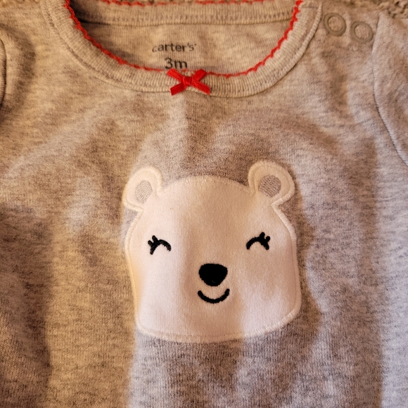 Lot 3 Carter's 3 Month One Piece "Cutest Little Sister" Bear Bow - Picture 4 of 7
